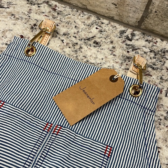 NWT Jeanerlor Blue Striped Denim Apron Cotton Canvas Straps Unisex Chef Gardner - Picture 5 of 9